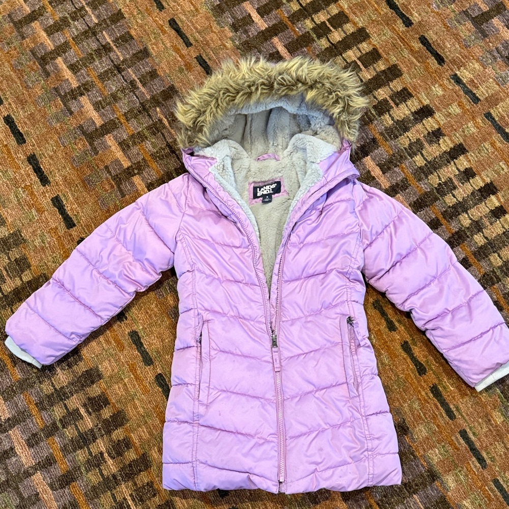 Lands End Girls Water Resistant Velour Parka